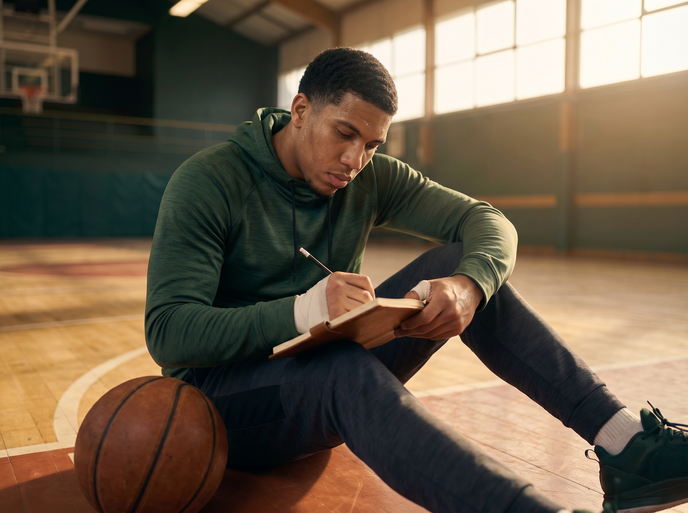 Ejemplo visual de básquet con uniforme específico de la disciplina