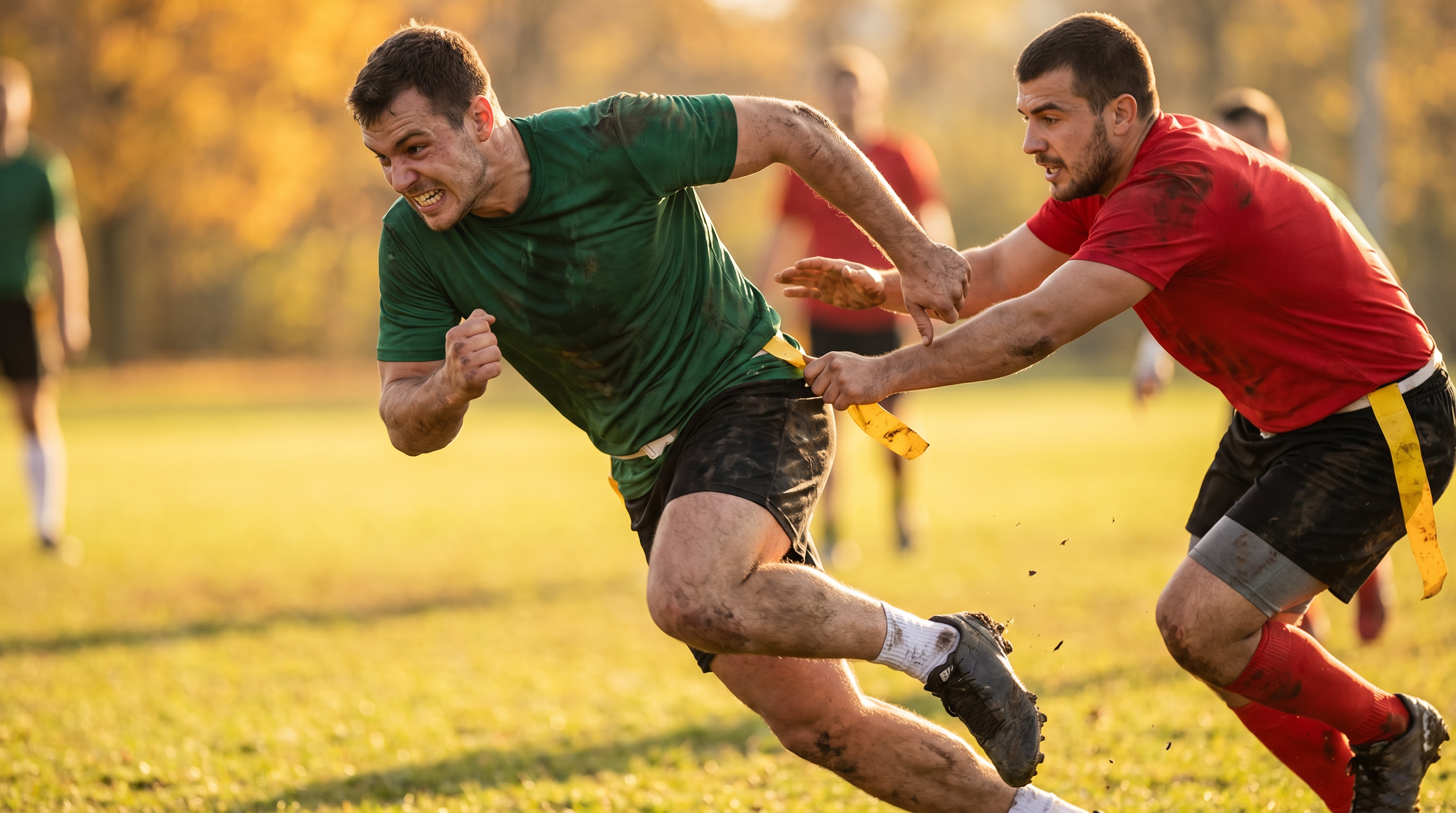 Ejemplo visual de flag football con uniforme específico de la disciplina